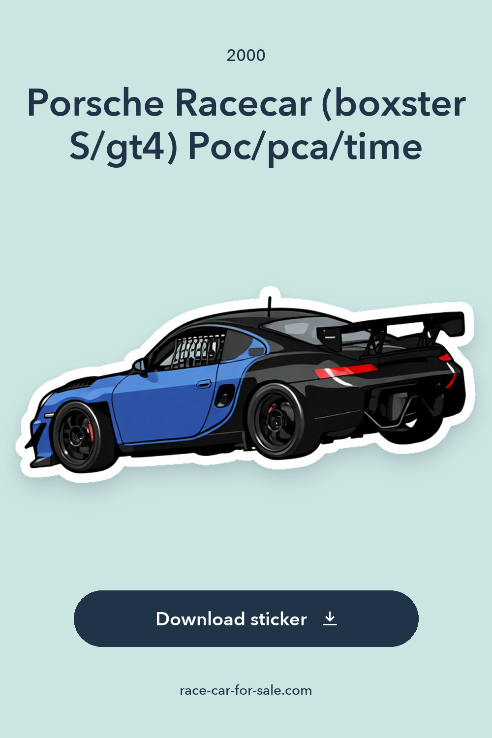 2000 Porsche Racecar (boxster S/gt4) Poc/pca/time sticker preview